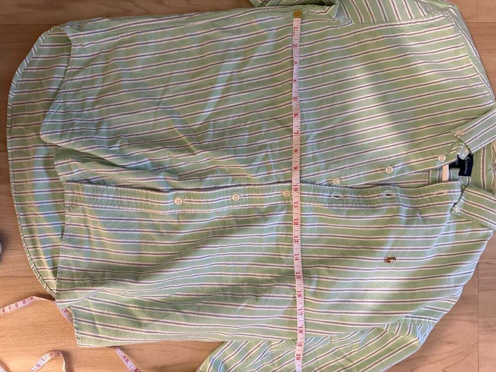 Vintage 90s Ralph Lauren Boys Green Striped Oxford Button Down Shirt Size L (16/ - Picture 8 of 9